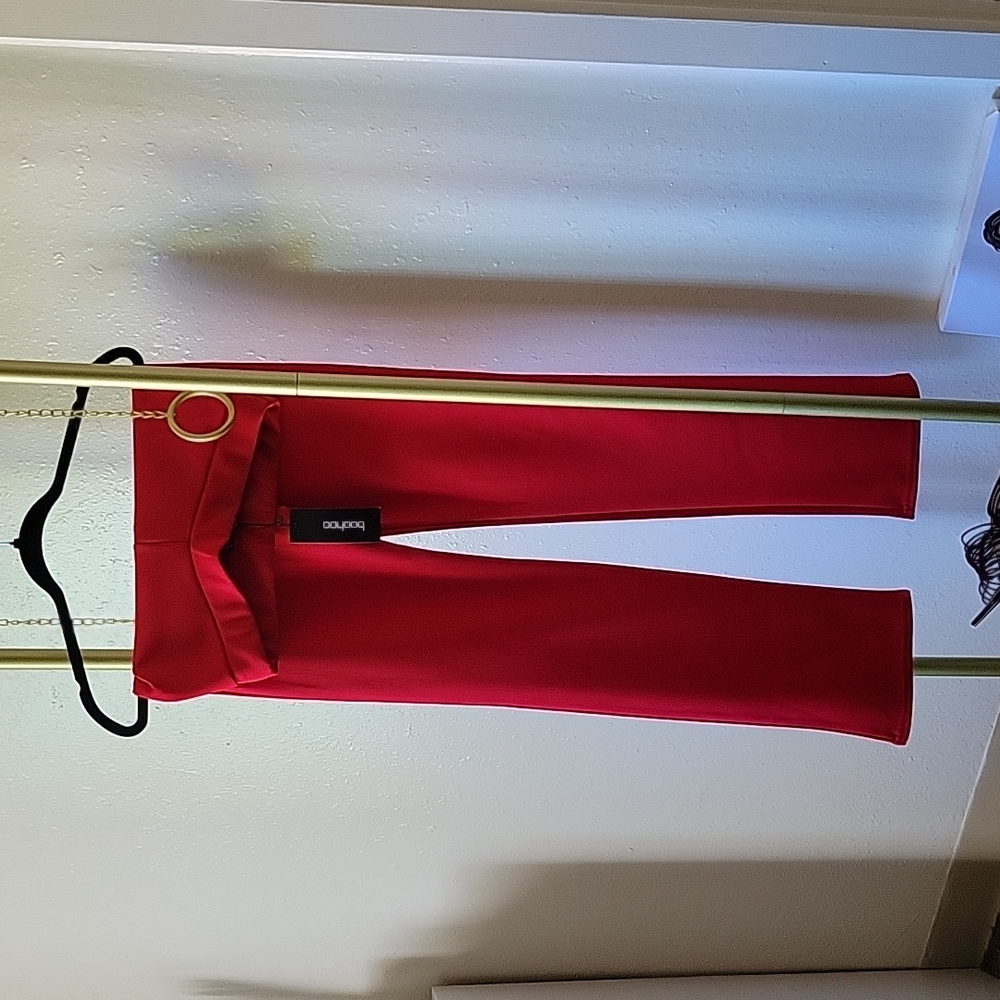 Red Scuba straight leg trouser by Boohoo in size US 6